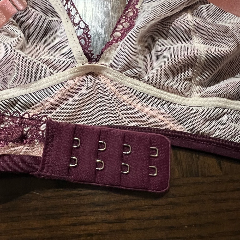 Victoria Secret Dream Angles Purple Pink Mesh Lace Bra Size Small - Picture 4 of 8